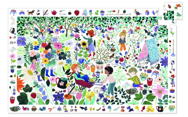 Пазлы на наблюдательность - Цветочный сад, 100 деталей  